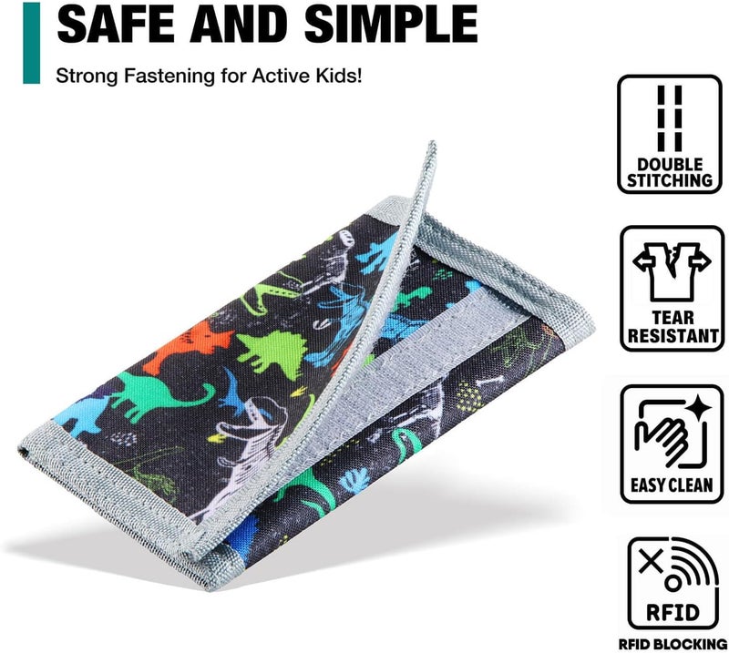 Lamumu Kids Wallets for Boys & Girls, Dinosaur Wallet for Teens, Toddler & Boys' Magic RFID Nylon & Canvas Wallet with Coin Pocket - Image 4